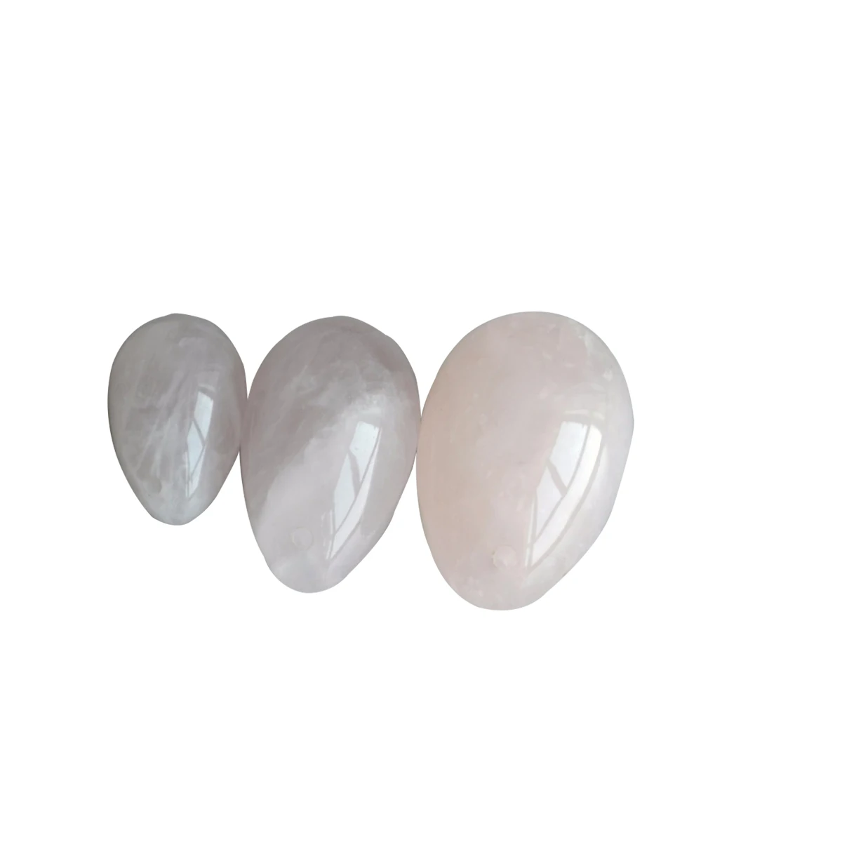 3pcs/set Drilled Jade Egg Natural Rose Quartz Eggs For Women  Exercise Tightening Vaginal Muscle Stimulator Massage Stone 3 Size