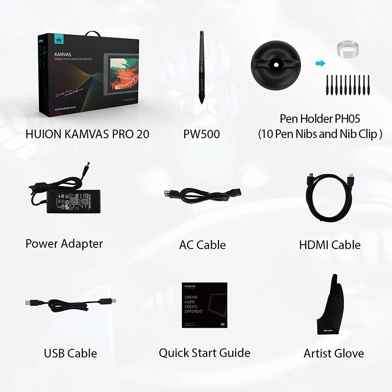 HUION kamvas Pro 20 2018 19 53 дюймов 8192 уровней ручка без батареи планшет монитор графика для