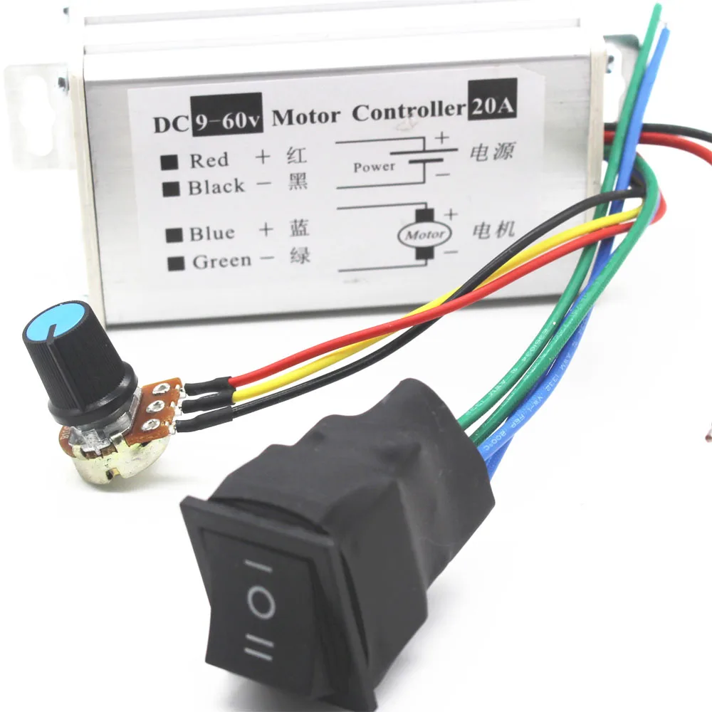 

12V24V36V48V60V DC PWM Motor Speed Controller 0-20A Reversible Running CW CCW Pulse Drive Plate Speed Control Max 1200W
