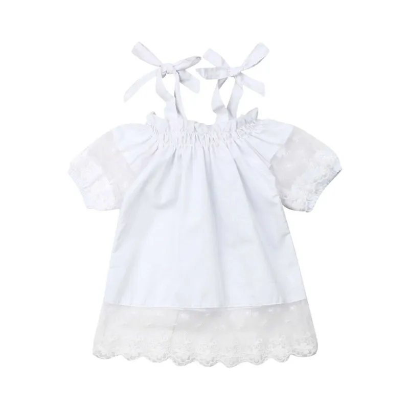 

Cute Baby Girls Dress Kids Clothing White Dress Lace Flower Off Shoulder Dresses Summer Newborn Clothes Toddler Wedding Dresses