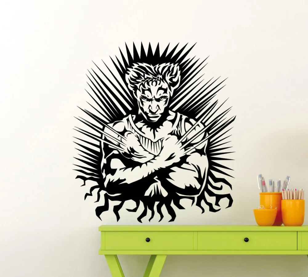 

Superhero DC Marvel Comics Wall Decal Vinyl For Wolverine Wall Stickers For Kids Rooms Boy Bedroom Art Mural Decor RemovableSY46
