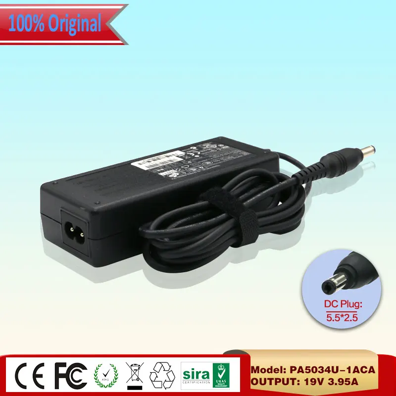 Оригинальный PA5034U-1ACA 75 Вт 19 В 3.95A 5 5*2 мм адаптер переменного тока Зарядное