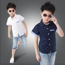 2018 Baby 3-10 years Boys Shirts Boy Shirt Short Sleeve School Shirts For Boys Children’s Short-sleeved Shirt