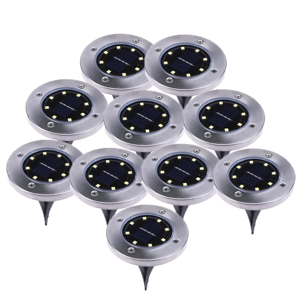 

10PC 8Leds Solar powered Ground light Waterproof Garden Pathway Deck Lights Outdoor Solar lamp Home Yard Driveway Lawn Road