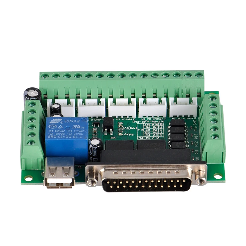 

CNC Control Board 5 Axis Interface Adapter Breakout Board Mach3 CNC Controller For Stepper Motor Driver Board With USB Cable