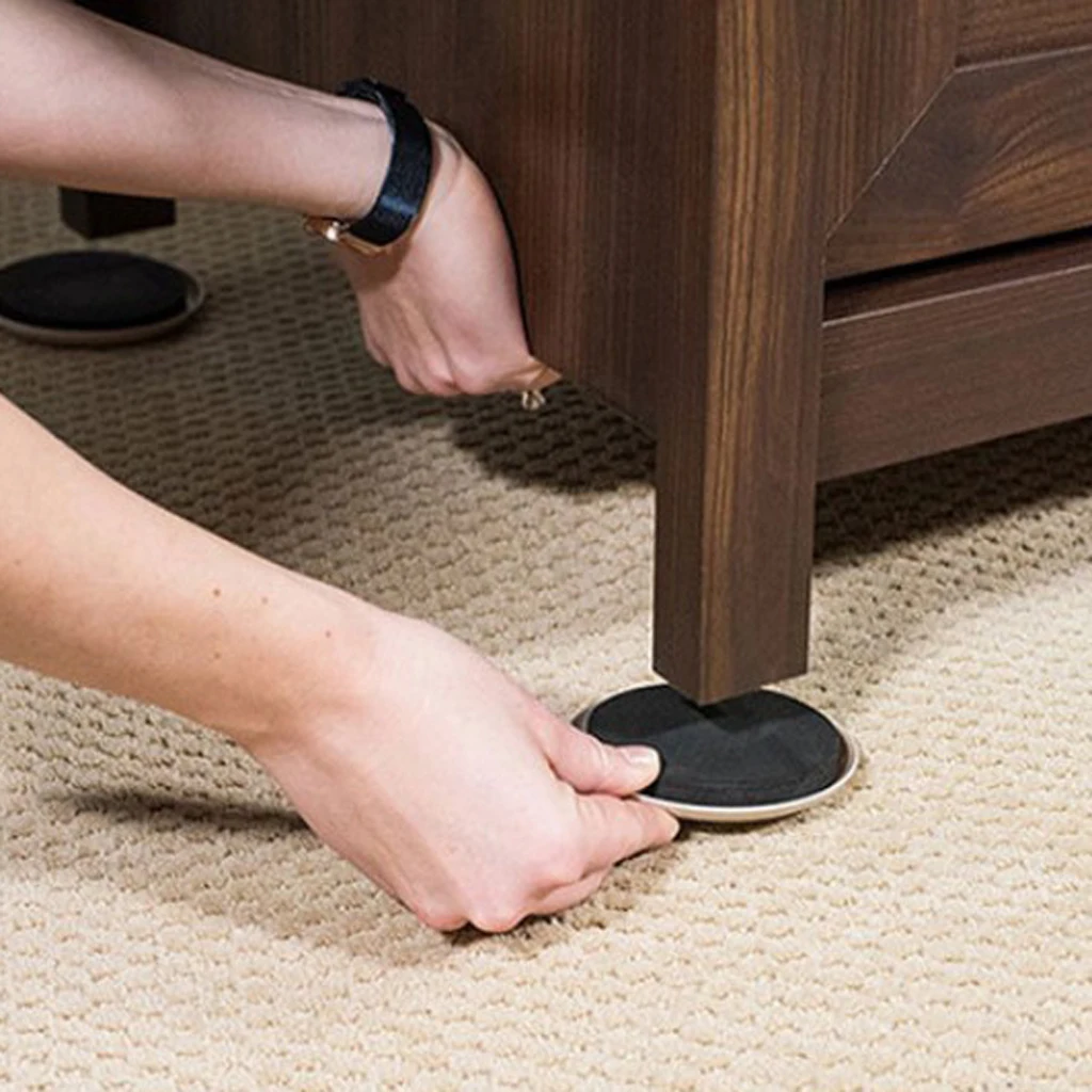 Self Adhesive Chair Leg Pads Non-slip Floor Protectors Furniture Chair Sofa Table Plastic Pads Feet Cap Round Leg Sticky Black