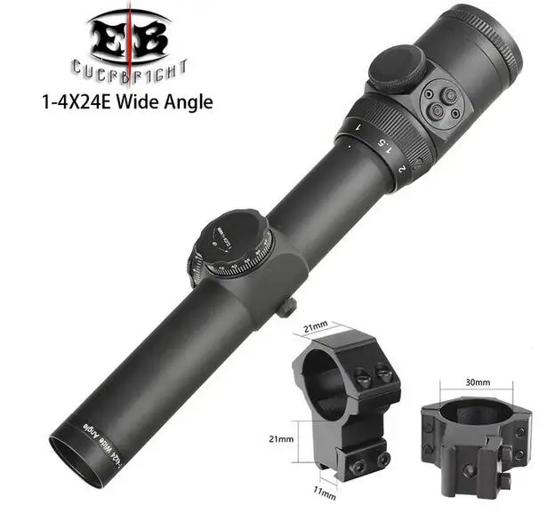 30mm-dovetail-High EB 1-4X24E Компактный Тактический прицел первая фокальная плоскость FFP оптические прицелы стеклянная сетка красный/зеленый осветительный охотничий прицел - Color: 30mm-dovetail-High
