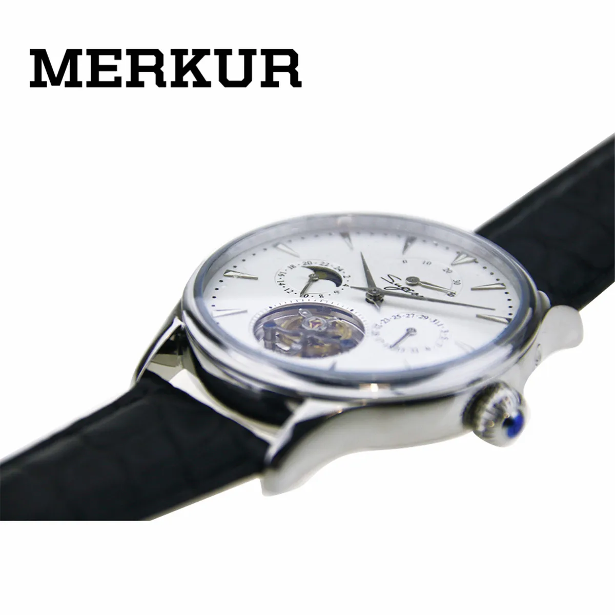 

SEAGULL Movement Sugess Tourbillon Mens Wrist watch Hand Winding Calendar Power reserve Mechanical