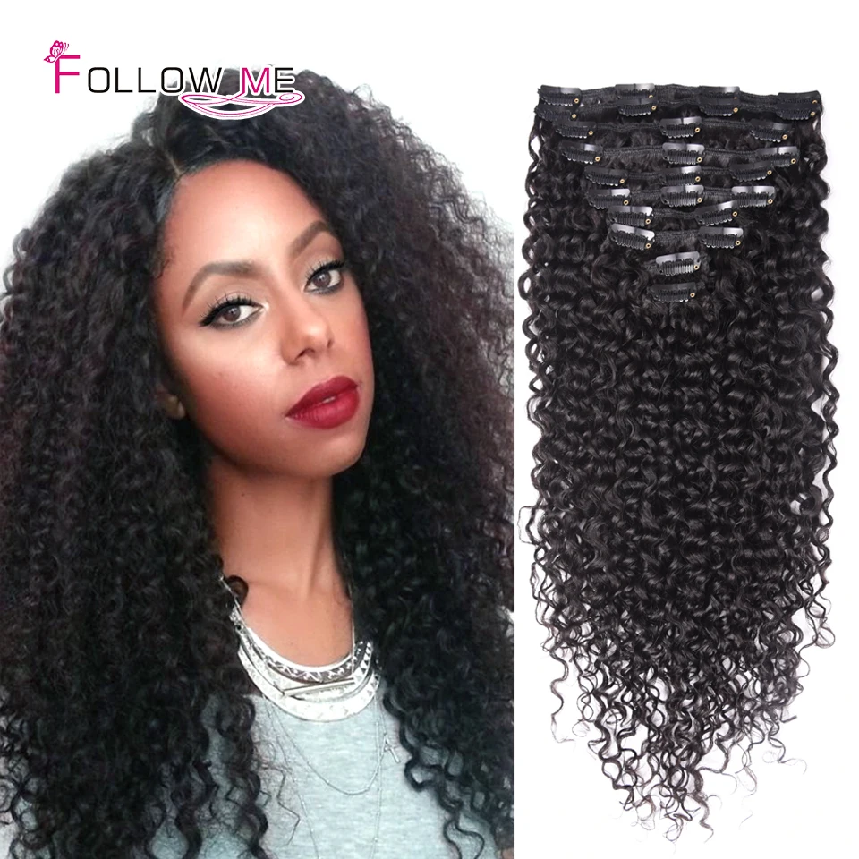 Follow Me Kinky Curly Clip In Hair Extensions Virgin Hair Kinky Curly Clip Ins African American