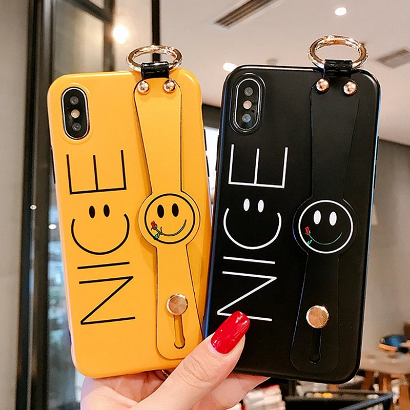 Мобильный телефон оболочка мультфильм смайлик для iphone xs max браслет кронштейн