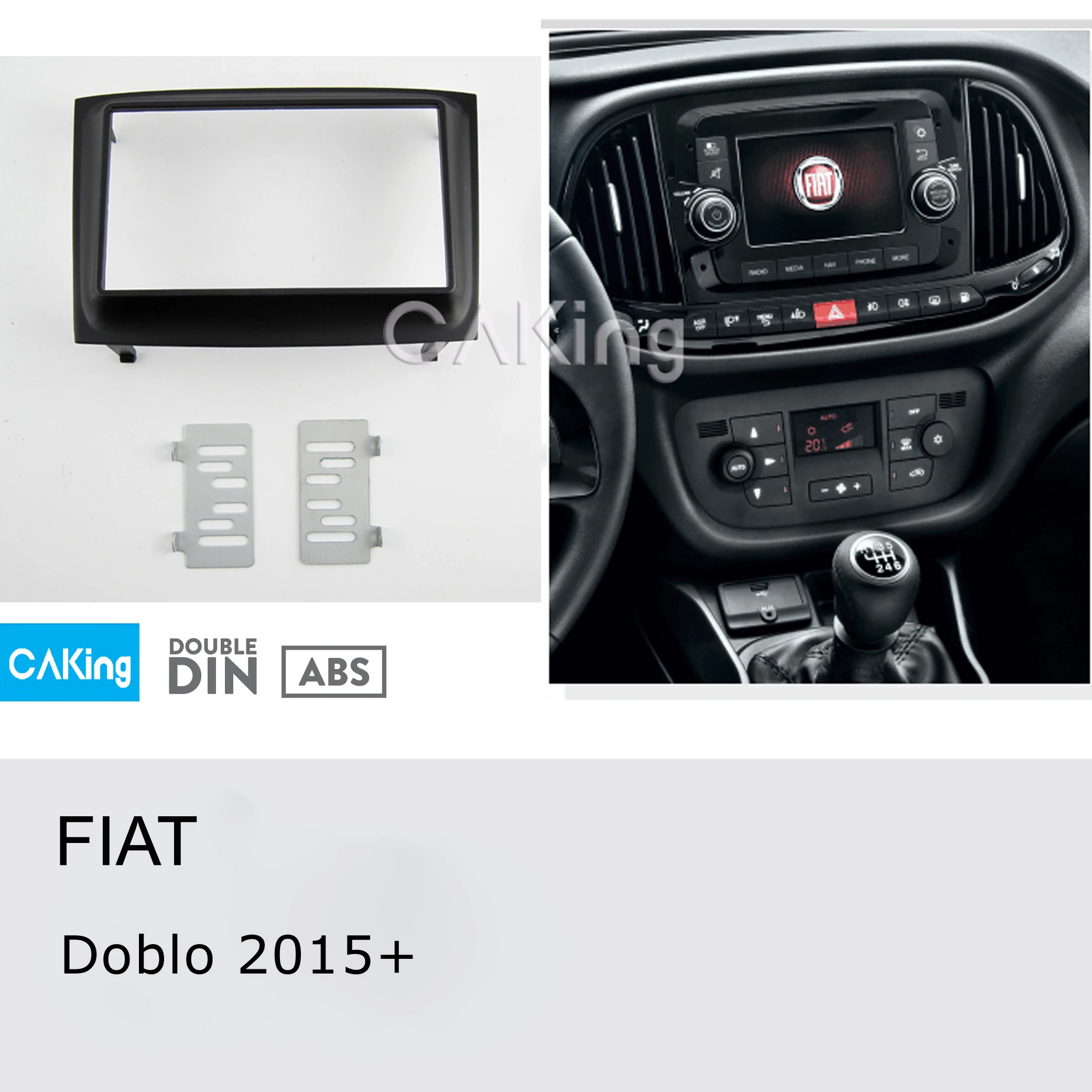 Автомобильная фасция Double Din с радио панелью для FIAT Doblo 2015 + комплект установки