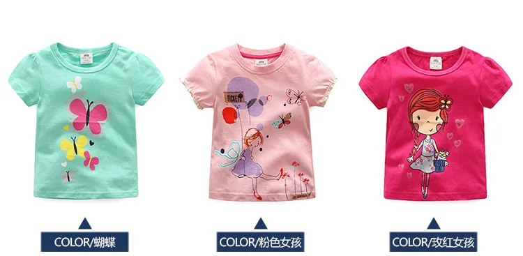 Детская футболка с короткими рукавами для девочек Новинка года, детская одежда в Корейском стиле летнее платье