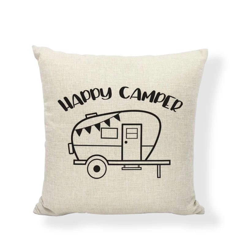 Горячая Распродажа льняная наволочка Happy Campers Hudsons эскиз с изображением