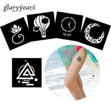 5 шт. небольшое углубление хной татуировка трафаретов цветок лотоса часы Дизайн для Средства ухода за кожей живопись Книги по искусству Менди Водонепроницаемый татуировки трафарета g#15