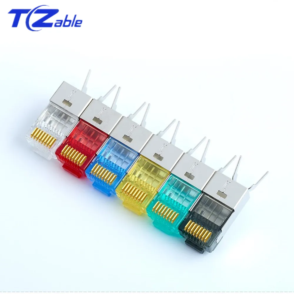 Cat6 Cat7 RJ45 разъем Ethernet адаптер 8P8C сетевой кабельный удлинитель Позолоченный Щит модульный RJ 45 разъем