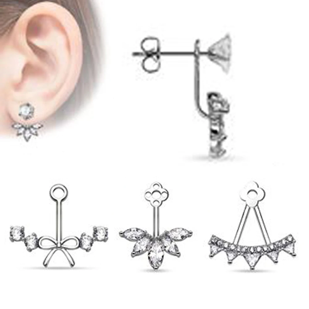 PAIR 925 Silver Fashion Crystal Zircon Ear Stud Earring Statement