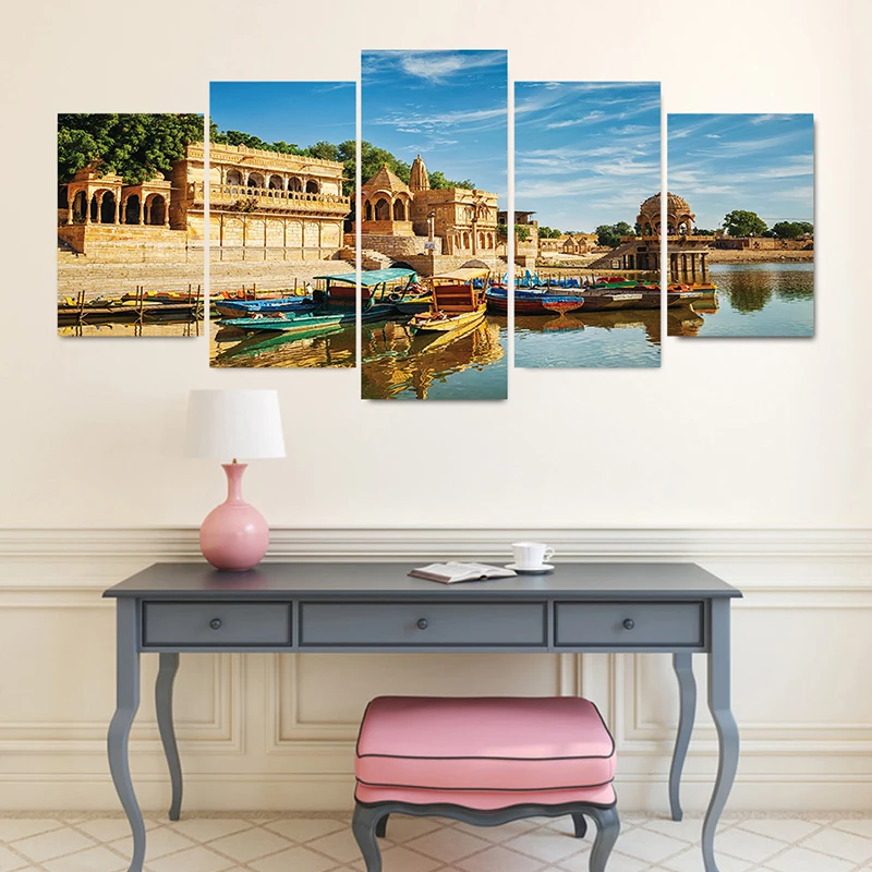 حار 5 قطعة/المجموعة 3D حية تأثير مدينة جميلة المناظر الطبيعية الجدار ملصق صور مطبوعة للحوائط المشارك جدارية المعيشة غرفة نوم ديكور المنزل