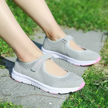

Women Platform Sandals Mesh Breathable 2019 Summer Shoes Woman Casual Flats Soft Bottom Comfortable Plus Size Mothers Sandalias