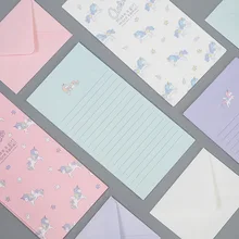 1 шт. студенческий маленький свежий мультфильм розовый девушка серии зеленый квадрат kawaii конверт для бумажного письма набор S