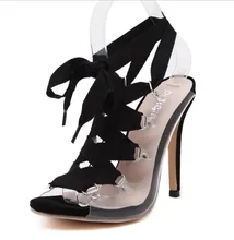 European classic transparent sexy high heel sandals women party clubwear fetish slingback open toe sandals gladiator pump heels