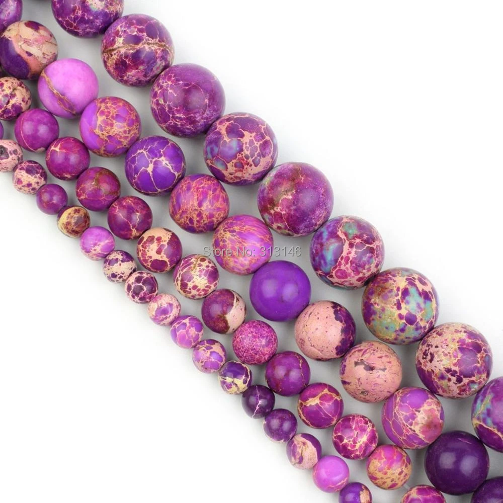 1 Strand 8mm Purple Sea Sediment Jasper Round stone Loose Bead 15.5 inch diiy
