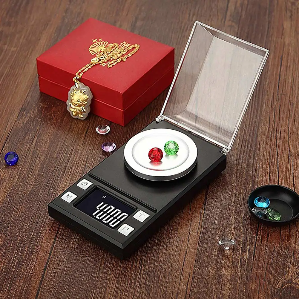 

0.001g Digital Jewelry Weight Scale LCD Pocket Scale with Tweezer+Weighing Pans CLH@8