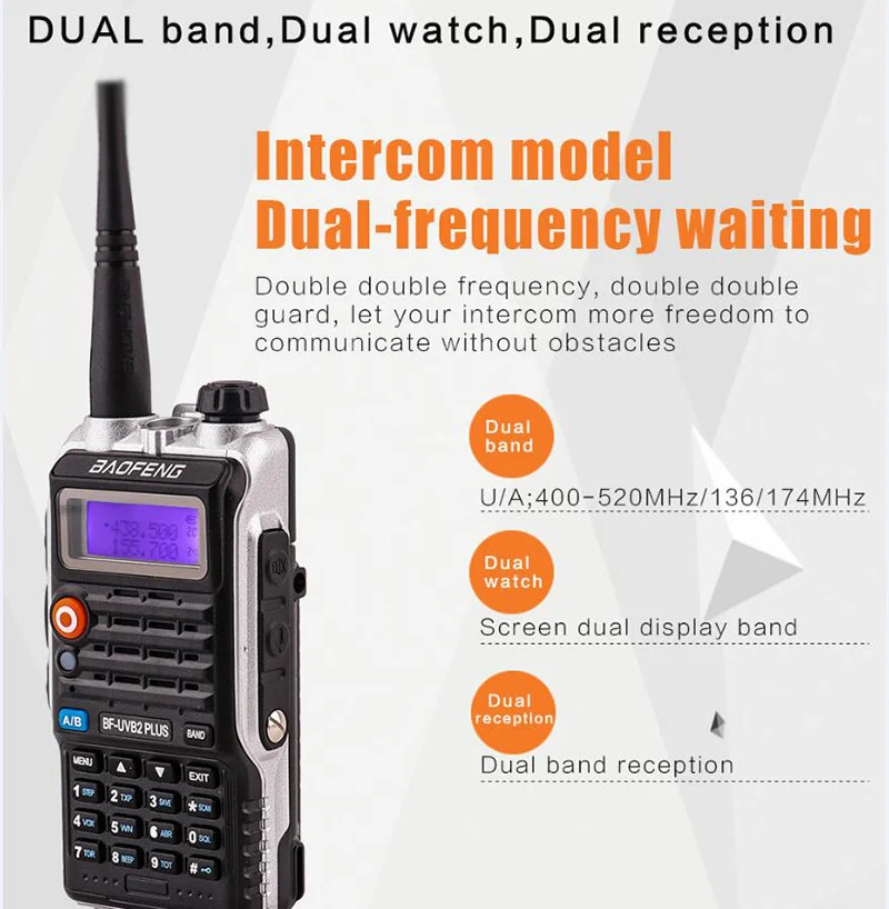 

Newest 8W High Power FM 4800mah Battery Baofeng Bf-Uvb2 Uvb2 Plus for cb radio car transceiver dual band vhf uhf mobile radio