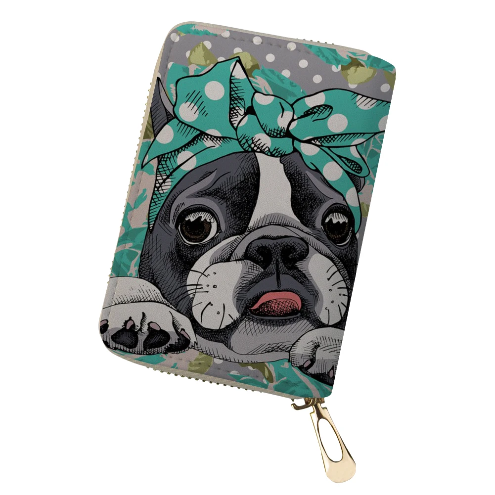 FORUDESIGNS, Женский кошелек Boston Terrier, бульдог, кредитная карта, маленький карман для монет, Дамский кошелек, держатели, клатч, сумки, индивидуальность - Цвет: YQ722Z5