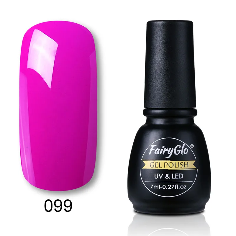 Fairyglo для ногтей лак 7 мл, флакон, черный цвет ногтей лак для ногтей Vernis режущей поверхностью, семиперманентный лак 194 Цвета, Гель-лак для ногтей - Цвет: 099