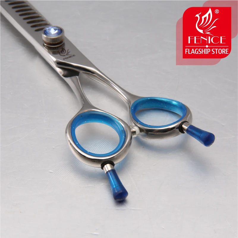 Fenice High quality Japan 440C stainless steel 7 inch blue pet dog grooming thinning scissor thinning rate 75% dog grooming scissors,dog grooming scissors kit