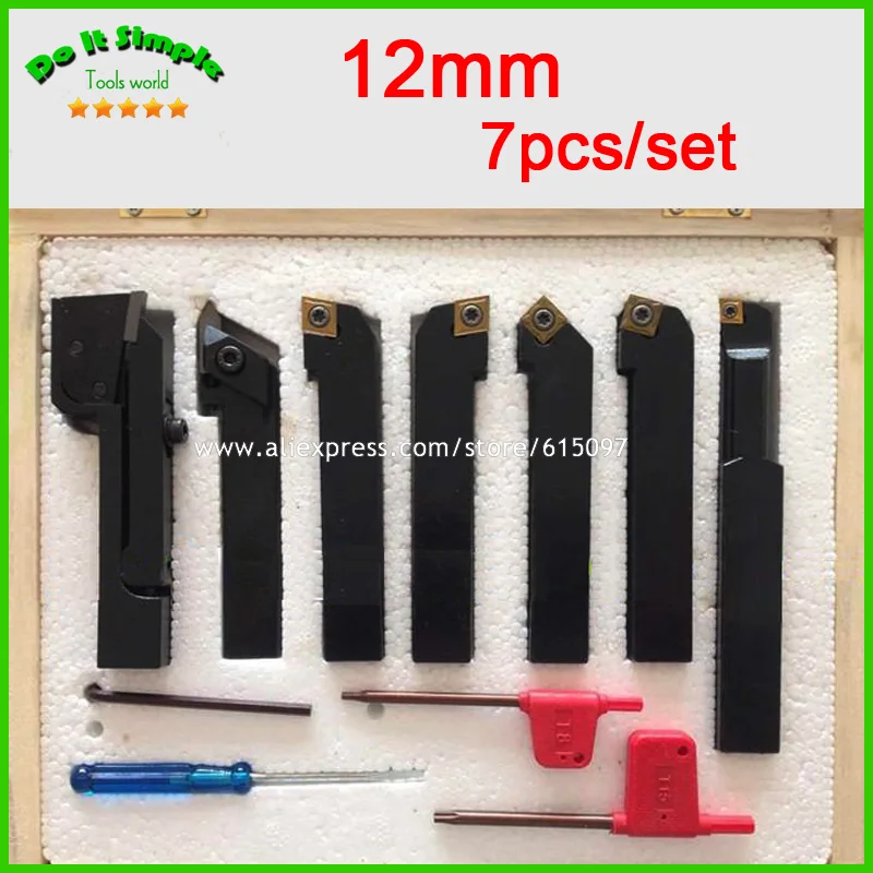 

7pcs/set 12mm Hard Alloy Blade with Coating Turning CNC Lathe Tool Kits