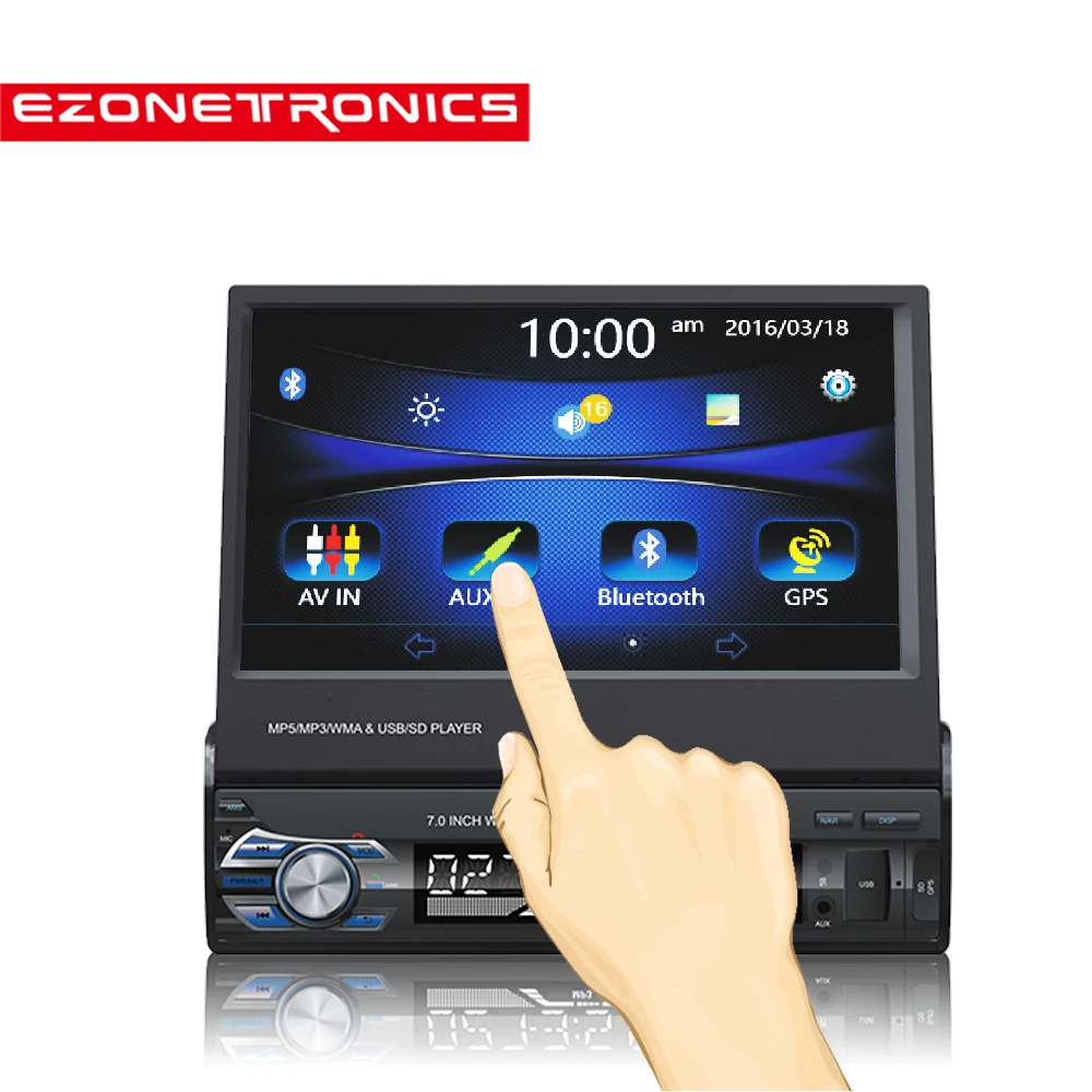 

Car GPS Navigation Radio Stereo Universal 7 inch slip down Touch 1DIN FM Bluetooth MP3 MP4 Mp5 Remote Control Audio Player 9601G