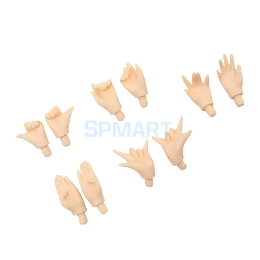 Doll Custom Body Parts - 5 Pairs White Skin Tone Hands for 12inch RBL Neo Blythe Pullip Licca Momoko Accessories