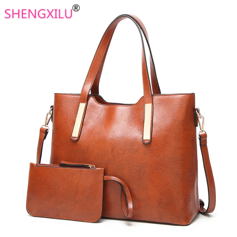 

Shengxilu Women Composite Bags Brand Vintage Ladies Shoulder Bag Green Oil Wax Leather Female Crossbody Bags 2019 Clutches Party