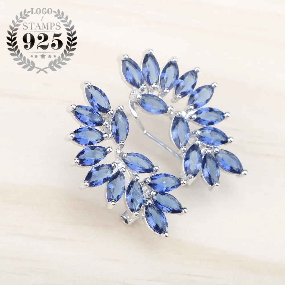 Серьги-валентинки с синими камнями циркония серебро 925 бижутерия для женщин модные ювелирные изделия подарочная коробка