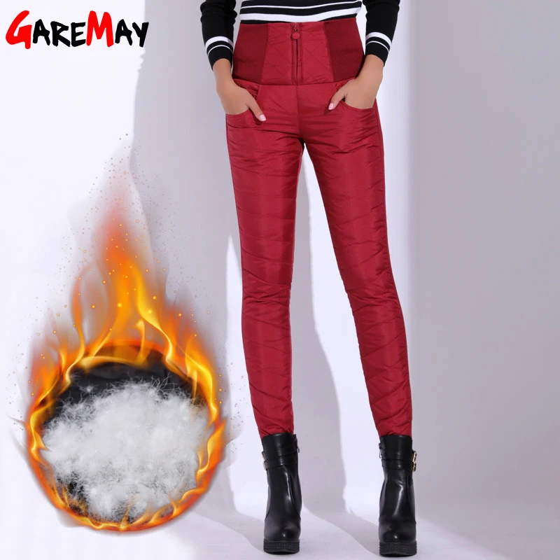 Buy Winter Pants Women Duck Down Velvet High Waist