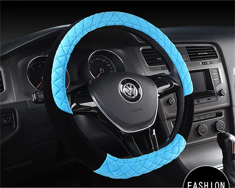 KKYSYELVA D форма 7 цветов зимняя теплая крышка рулевого колеса автомобиля для ForAuto салонные аксессуары - Название цвета: Blue