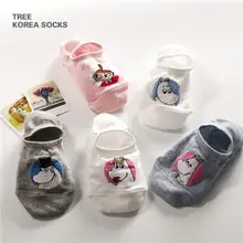 Носки-невидимки из хлопка girls'boat корейских студентов хлопковые летние тонкие Муми мультфильм Ming яхтенные тапочки 1 пар