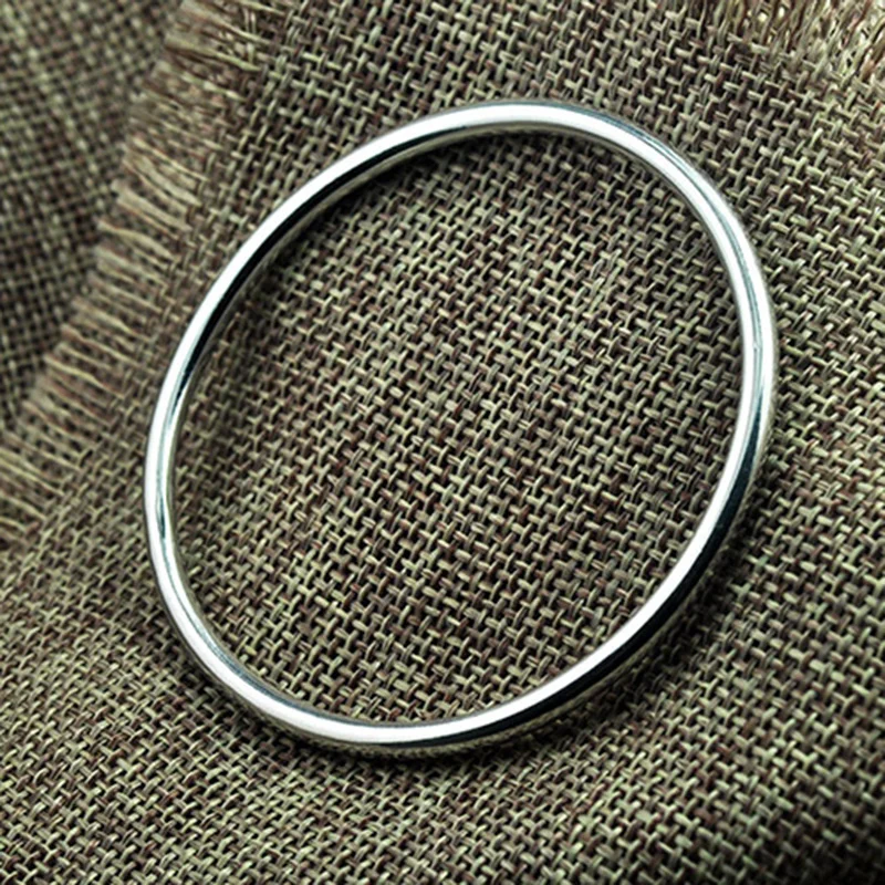 

Real Pure 999 Fine Silver Bangle Smooth Closed Type Simple Solid Circle Bracelet For Women Elegant Sterling SIlver Jewelry