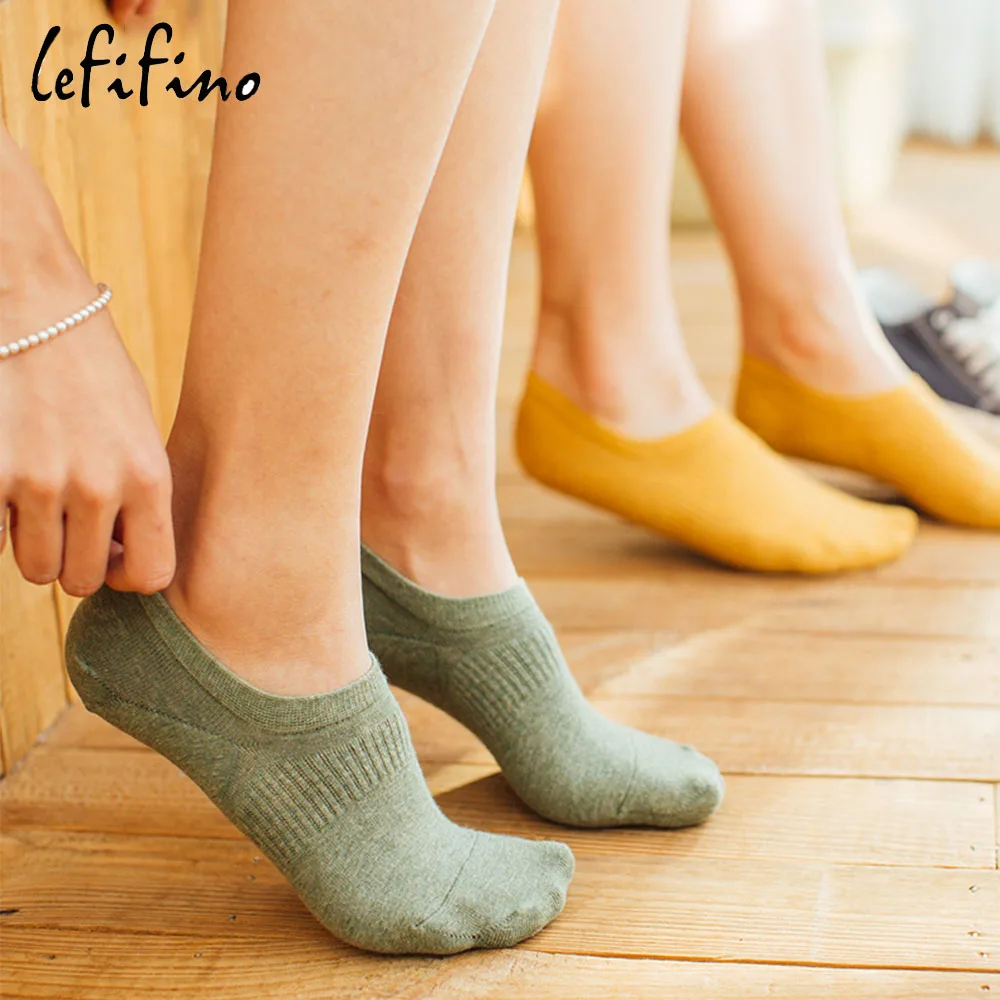 

Women New Cute Pure Color Cotton Socks Novelty Low Cut Ankle Socks Female Invisible Non-slip Silicone No Show Socks Le67440