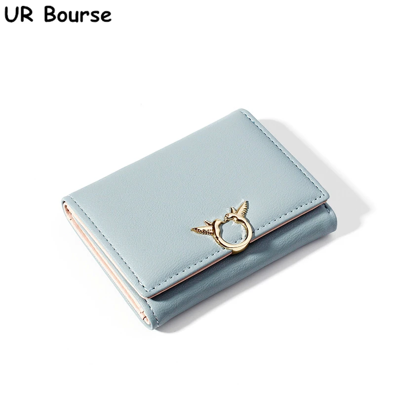 

UR BOURSE Women's Short Wallet Multi-card Buckle Card Holder Ladies Pu Leather Wallet Coin Purse Female Multi-function Wallet