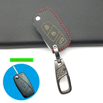 

Leather Car Key Case Shell Holder Skin Cover for FIAT Panda Stilo Punto Doblo Grande Bravo 500 Ducato Minibus 3 Buttons Key