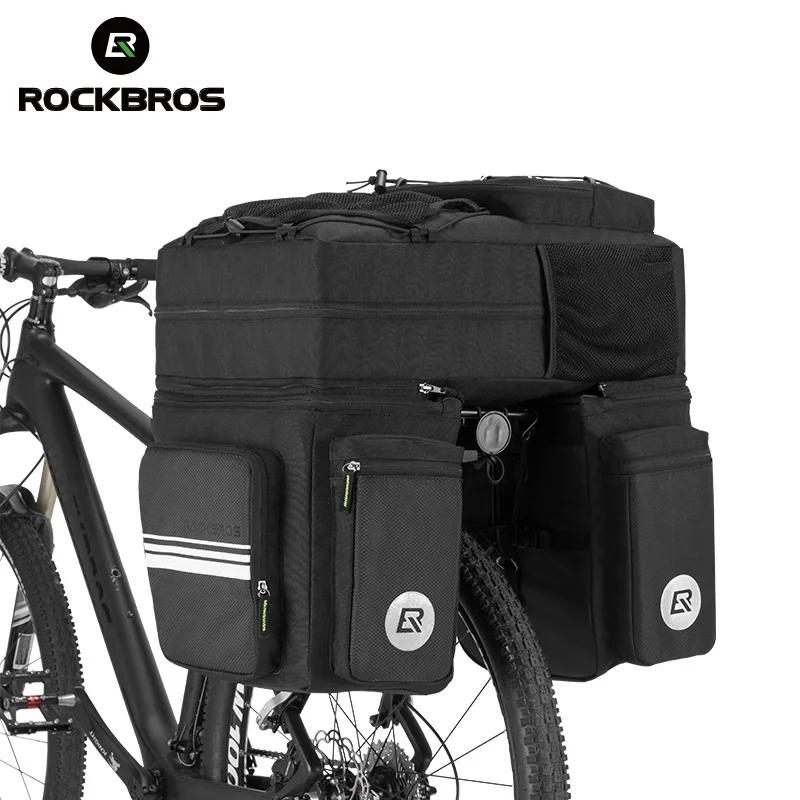 

ROCKBROS Bike Bag Black 48L Mountain Bike Rack Rear Seat Trunk Bag 3 in 1 Multifunction MTB Road Bicycle Pannier With Rain Cover