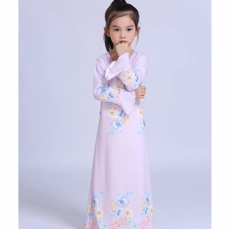 2018 New Children's Wear Malaysian Girl Dress Pink Muslim Women's New