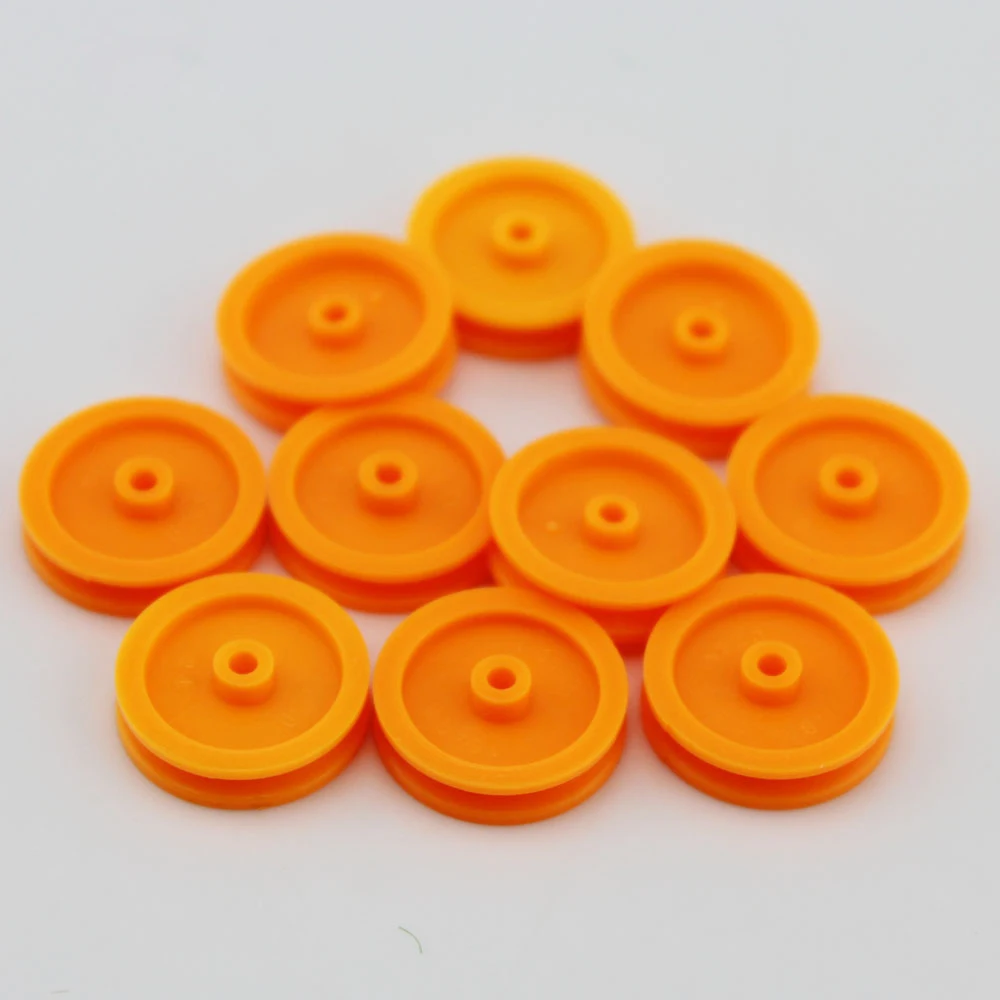 

10 pcs 2x17mm 1.9mm Hole Orange Plastic Belt Pulley For DIY RC Toy Car Mini Belt Pulley Reduction Gears