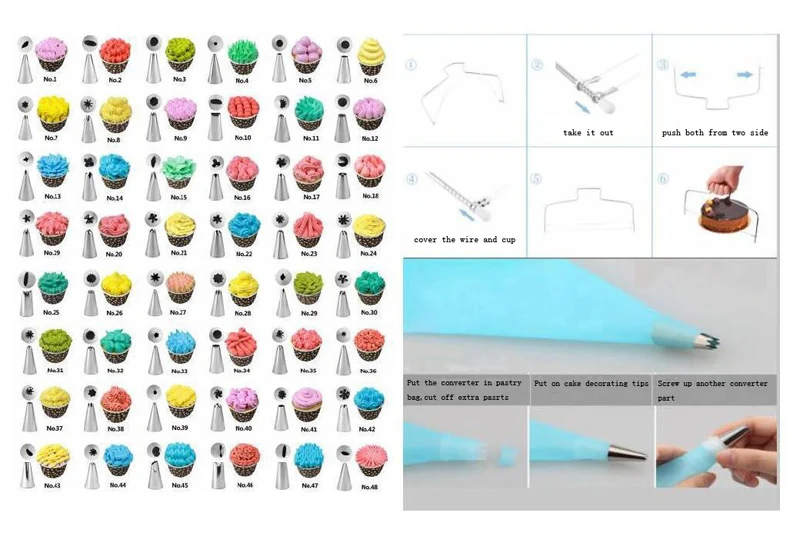 124 шт., инструмент для украшения торта, обледенение, наконечники, пластиковые пластины для торта, вращающаяся подставка для торта русская выпечка, насадки для украшения торта