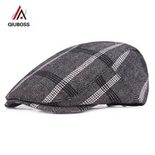QIUBOSS/Высококачественная хлопковая клетчатая кепка Newsboy для мужчин и женщин, уличные унисекс береты Sunhat в европейском и американском стиле QB43