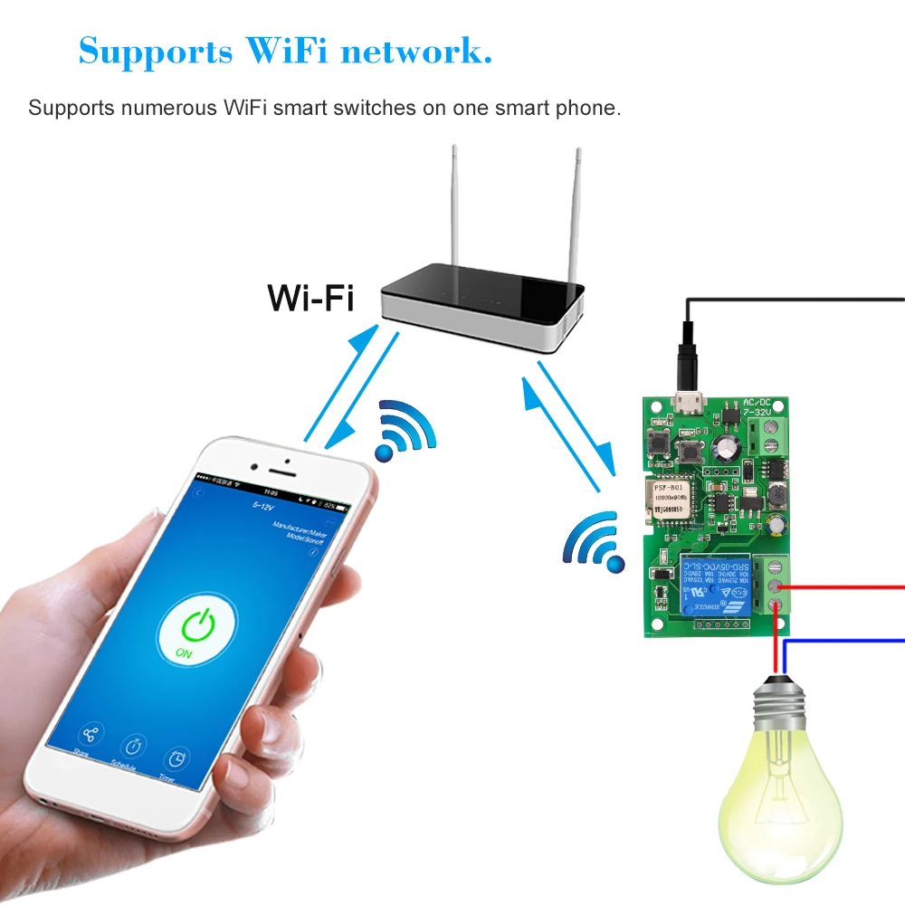 Wi-Fi переключатель беспроводной релейный модуль модули автоматизации телефон приложение дистанционное управление таймер переключатель для системы контроля доступа