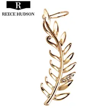 Pendientes New Fashion Rhinestone Clip Earrings For Women Smooth Surface Gold Leaf Earring Ear Cuff Brincos
