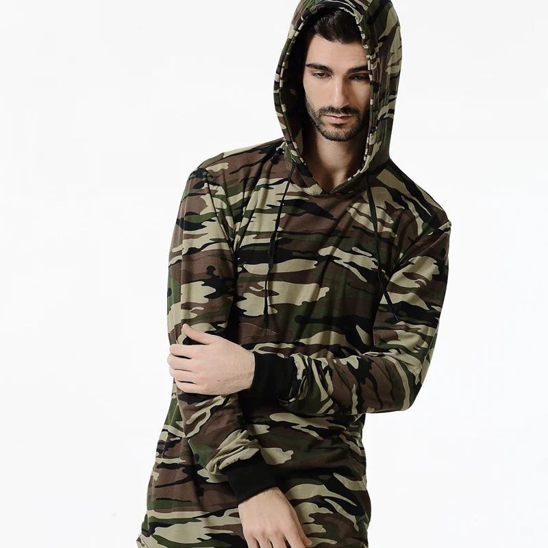 2018 Spring And Autumn Brand Men'S Wear Fashion Big Size T-Shirt Loose Leisure Long-Sleeved Camouflage Printed | Мужская одежда